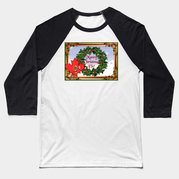 Canadian Christmas Eh! Baseball T-Shirt by SpiceTree